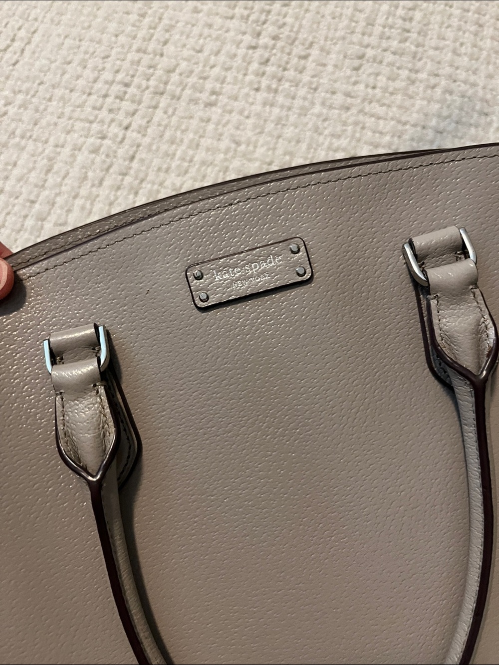 kate spade Taupe Gray Pebbled Leather Satchel - Picture 5 of 8